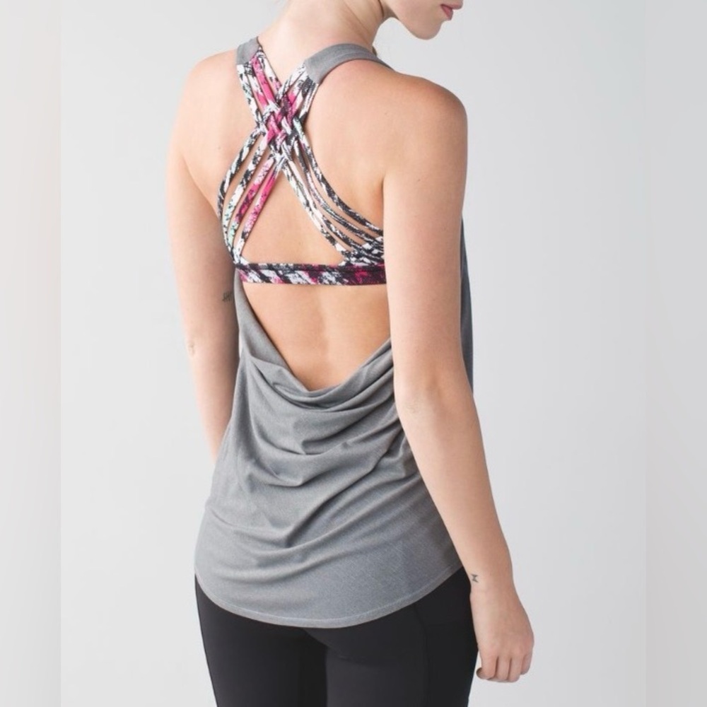 Lululemon Wild Tank- Heathered Slate / Tofino Scribble White Multi/ Size 4